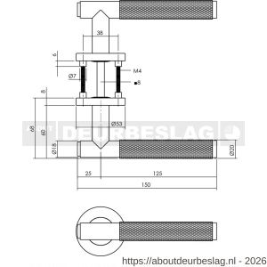 Intersteel Living 1269 deurkruk Rombo op rozet verdekt diameter 53x8 mm met nokken antraciet grijs - R26010352 - afbeelding 2
