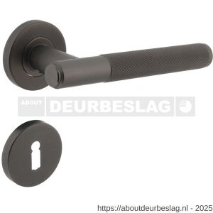 Intersteel 1269 deurkruk Rombo op rozet verdekt diameter 53x8 mm met nokken en sleutelrozetten antraciet grijs - R26010355 - afbeelding 1