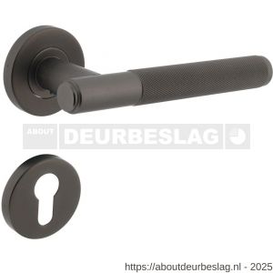 Intersteel 1269 deurkruk Rombo op rozet verdekt diameter 53x8 mm met nokken en cilinderrozetten antraciet grijs - R26010356 - afbeelding 1