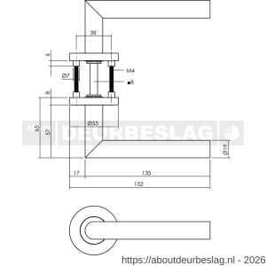 Intersteel Living 1272 deurkruk Jura op rozet verdekt diameter 53x8 mm met nokken antraciet grijs - R26010358 - afbeelding 2
