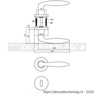 Intersteel 1281 deurkruk Jupiter op rozet verdekt diameter 53x8 mm met nokken en sleutelrozetten antraciet grijs - R26010367 - afbeelding 2