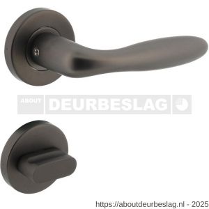 Intersteel 1281 deurkruk Jupiter op rozet verdekt diameter 53x8 mm met nokken en WC-sluiting met stift 8x8 mm antraciet grijs - R26010369 - afbeelding 1