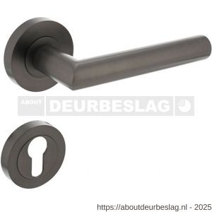 Intersteel 1693 deurkruk Bastian op rozet verdekt diameter 52x10 mm met nokken en cilinderrozetten antraciet grijs - R26010373 - afbeelding 1