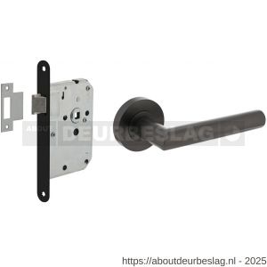 Intersteel Living 1693 set loopslot zwart met deurkruk Bastian op rozet diameter 52x10 mm antraciet grijs - R26011059 - afbeelding 1