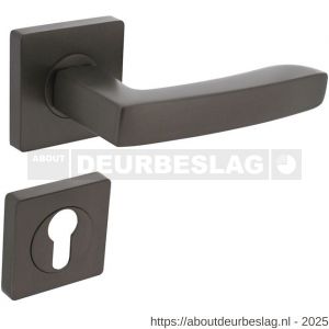 Intersteel 1712 deurkruk Minos op rozet verdekt 55x55x10 mm met nokken en cilinderrozetten antraciet grijs - R26010383 - afbeelding 1