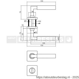 Intersteel 1741 deurkruk Baustil op rozet verdekt 55x55x10 mm met nokken en sleutelrozetten antraciet grijs - R26010393 - afbeelding 2