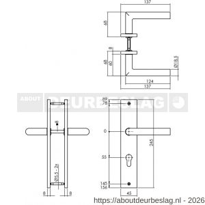 Intersteel Living 1743 deurkruk Bastian op schild rechthoekig 245x45 mm profielcilindergat 55 mm antraciet grijs - R26010416 - afbeelding 2