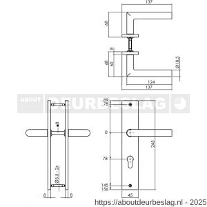 Intersteel 1743 deurkruk Bastian op schild rechthoekig 245x45 mm profielcilindergat 78 mm antraciet grijs - R26010418 - afbeelding 2