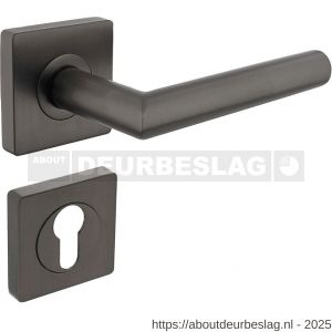 Intersteel 1747 deurkruk Bastian op rozet verdekt 55x55x10 mm met nokken en cilinderrozetten antraciet grijs - R26010808 - afbeelding 1
