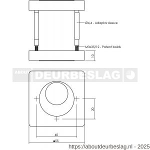 Intersteel 3185 rondcilinderrozetten verdekt 55x55x10 mm met nokken antraciet grijs - R26011362 - afbeelding 1