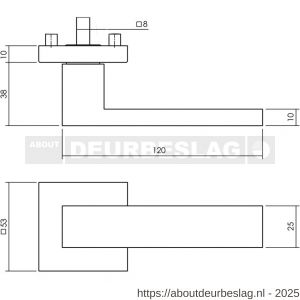 Intersteel 0612 deurkruk gatdeel Amsterdam op rozet verdekt 53x53X10 mm RVS getrommeld - R26011259 - afbeelding 2