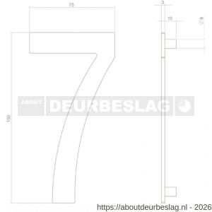 Intersteel 4020 huisnummer 7 150 mm RVS getrommeld - R26010833 - afbeelding 2