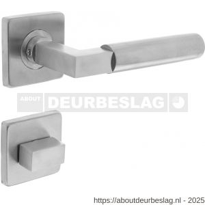 Intersteel 0378 deurkruk Baustil op rozet verdekt 53x53x8 mm met nokken en WC-sluiting met stift 8x8 mm RVS - R26005253 - afbeelding 1