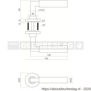 Intersteel Essentials 0379 deurkruk Baustil op rozet verdekt diameter 53x8 mm met nokken EN 1906/4 RVS - R26005254 - afbeelding 2