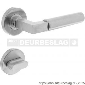 Intersteel 0379 deurkruk Baustil op rozet verdekt diameter 53x8 mm met nokken en WC-sluiting met stift 8x8 mm RVS - R26005259 - afbeelding 1