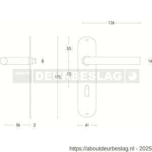 Intersteel 0566 deurkruk Recht diameter 16 mm op schild ovaal 175x41x2 mm sleutelgat 72 mm RVS - R26000700 - afbeelding 2