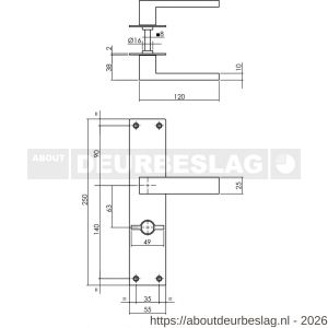 Intersteel Essentials 0571 deurkruk Amsterdam met schild rechthoekig 250x55x2 mm WC 63/8 mm RVS - R26008397 - afbeelding 2