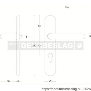 Intersteel 0576 deurkruk Rond op schild verdekt ovaal 220x42 mm profielcilindergat 92 mm RVS - R26005272 - afbeelding 2