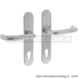 Intersteel 0576 deurkruk Rond op schild verdekt ovaal 220x42 mm profielcilindergat 92 mm RVS - R26005272 - afbeelding 1