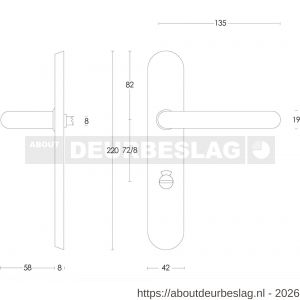 Intersteel 0576 deurkruk Rond op schild verdekt ovaal 220x42 mm WC 72/8 mm RVS - R26001943 - afbeelding 2