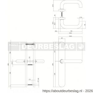 Intersteel 0579 deurkruk Rond op XL schild verdekt ovaal 278x40 mm blind RVS - R26005276 - afbeelding 2