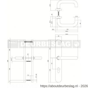 Intersteel 0579 deurkruk Rond op XL schild verdekt ovaal 278x40 mm profielcilindergat 72 mm RVS - R26005278 - afbeelding 2