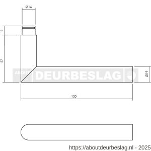Intersteel 0583 deurkruk gatdeel Hoek 90 graden diameter 19 mm voor. espagnolet RVS - R26005280 - afbeelding 2