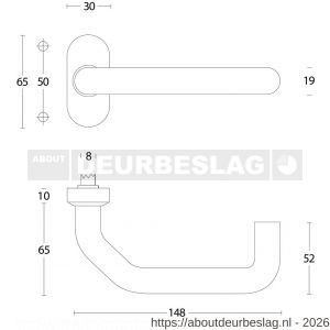 Intersteel Living 0602 deurkruk Verkropt op rozet verdekt ovaal 65x30x10 mm RVS - R26000484 - afbeelding 2