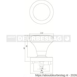 Intersteel Living 0610 knopkruk Paddenstoel op rozet met ring RVS - R26000490 - afbeelding 2