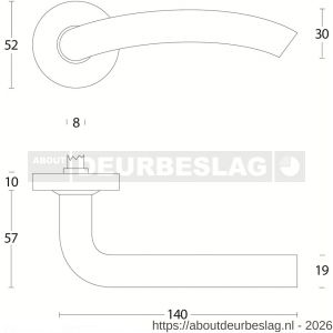 Intersteel 0616 deurkruk Lisa op rozet verdekt diameter 53x10 mm RVS - R26000493 - afbeelding 2