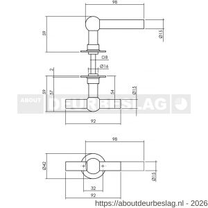 Intersteel Living 0633 deurkruk L/T bol met rozet diameter 42x2 mm RVS - R26010127 - afbeelding 2
