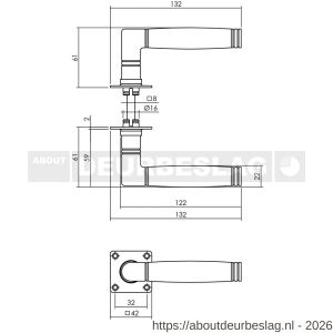 Intersteel Living 0639 deurkruk Ton 212 met rozet 42x42x2 mm RVS - R26010128 - afbeelding 2