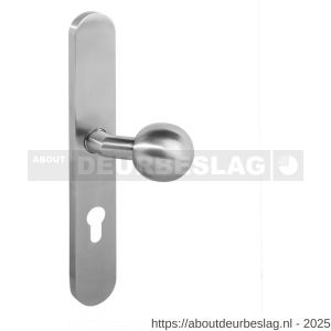 Intersteel 0661 knopschild ovaal verdekt XL rechts 278x40x10 mm met nokken en vaste knop bol-schuin profielcilindergat 72 mm RVS - R26005301 - afbeelding 1