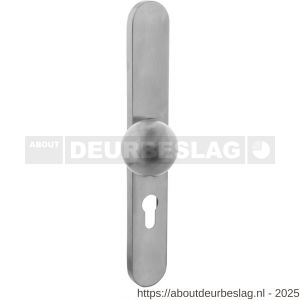 Intersteel 0661 knopschild ovaal verdekt XL links 278x40x10 mm met nokken en vaste knop bol-schuin profielcilindergat 72 mm RVS - R26005302 - afbeelding 1