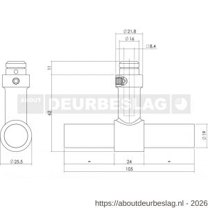 Intersteel 0671 deurkruk gatdeel T-model recht RVS - R26005313 - afbeelding 2