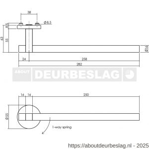 Intersteel 0719 deurkruk gatdeel rechts Shiraat by Grand en Johnson op rozet met schroefgaten diameter 55x8 mm RVS - R26011292 - afbeelding 2