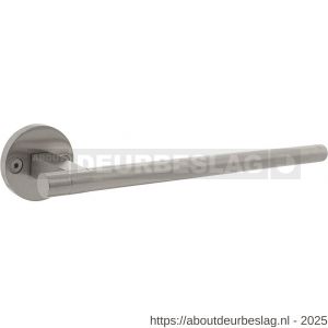 Intersteel 0719 deurkruk gatdeel rechts Shiraat by Grand en Johnson op rozet met schroefgaten diameter 55x8 mm RVS - R26011292 - afbeelding 1