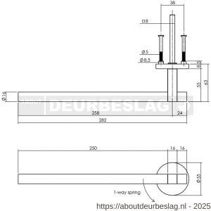 Intersteel 0719 deurkruk gatdeel links Shiraat by Grand en Johnson op rozet verdekt diameter 55x8 mm RVS - R26011293 - afbeelding 2