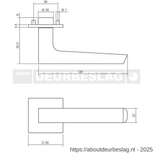 Intersteel Exclusives 0723 deurkruk Moors No.1 met rozet verdekt 50x50x5 mm met nokken RVS-structuur zwart - R26008427 - afbeelding 2