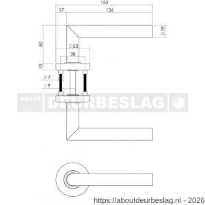 Intersteel 0763 deurkruk Jura brandvertragend 9 mm op rozet verdekt diameter 53x10 mm met nokken en cilinderrozetten RVS - R26005430 - afbeelding 2