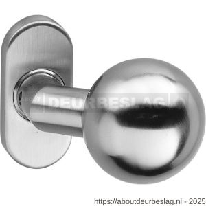 Intersteel 0773 deurkruk gatdeel Bol brandvertragend 9 mm op rozet verdekt ovaal 65x30x10 mm RVS - R26000959 - afbeelding 1