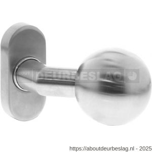 Intersteel 0779 knop 077902 bol-schuin brand vertragend vast op rozet ovaal 65x30x10 mm tapgat M6 RVS - R26000973 - afbeelding 1