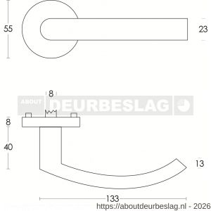 Intersteel 0906 deurkruk Blok op rozet verdekt diameter 55x8 mm met nokken en sleutelrozetten RVS - R26000574 - afbeelding 2