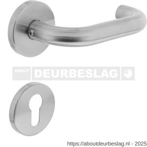 Intersteel 1011 deurkruk Rond op rozet verdekt diameter 55x8 mm met nokken en cilinderrozetten RVS - R26005478 - afbeelding 1