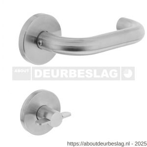 Intersteel 1011 deurkruk Rond op rozet verdekt diameter 55x8 mm met nokken en WC-sluiting met stift 8x8 mm RVS - R26005479 - afbeelding 1