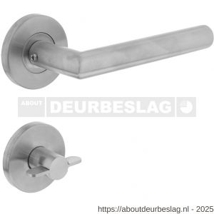 Intersteel 1012 deurkruk Jura op rozet verdekt diameter 55x8 mm met nokken en WC-sluiting met stift 8x8 mm RVS - R26005489 - afbeelding 1