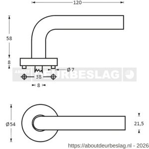 Intersteel Essentials 1013 deurkruk Jupiter op rozet verdekt diameter 55x8 mm met nokken EN 1906/3 RVS - R26005493 - afbeelding 2