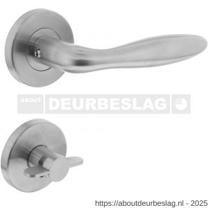 Intersteel 1013 deurkruk Jupiter op rozet verdekt diameter 55x8 mm met nokken en WC-sluiting met stift 8x8 mm RVS - R26005496 - afbeelding 1