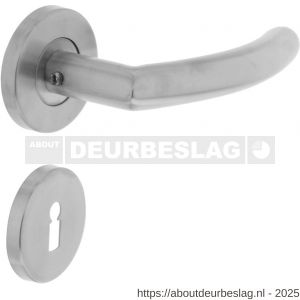 Intersteel 1014 deurkruk Half rond-90 graden op rozet verdekt diameter 55x8 mm met nokken en sleutelrozetten RVS - R26005500 - afbeelding 1