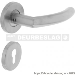 Intersteel 1014 deurkruk Half rond-90 graden op rozet verdekt diameter 55x8 mm met nokken en cilinderrozetten RVS - R26005501 - afbeelding 1